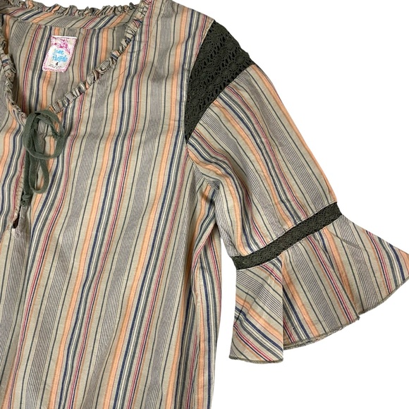 Free People Peasant Boho Multi Colored Stripe Top - Picture 8 of 10